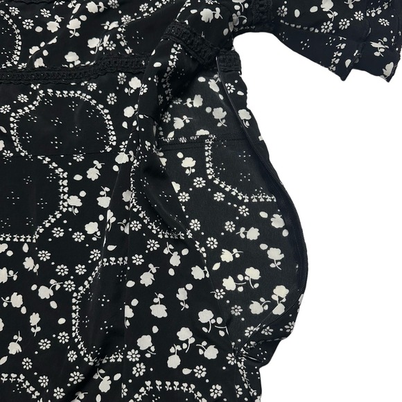 Free People | Women | Geo Garden Black White Floral Mini Shift Dress | Size 2 - Picture 11 of 15